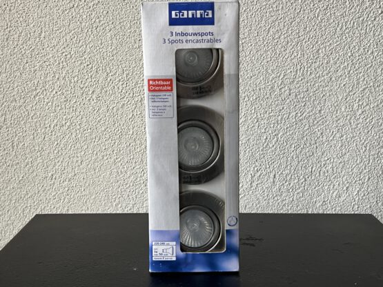 Gamma set van 3 inbouwspots, richtbaar, halogeen 230 Volt